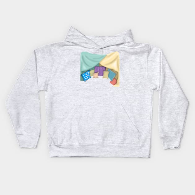 Blanket fort Kids Hoodie by Becky-Marie